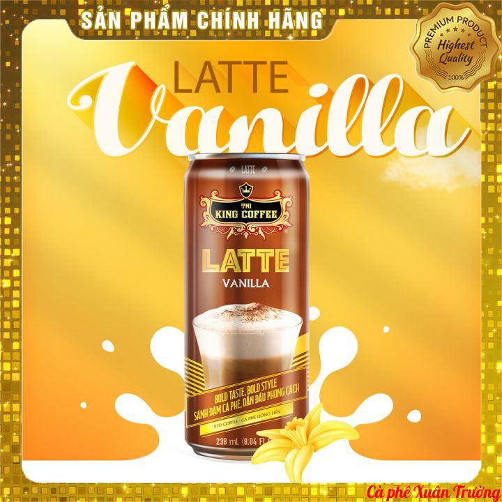 Cà Phê Uống Liền KING COFFEE RTD Latte Vanilla - Lon 238ml