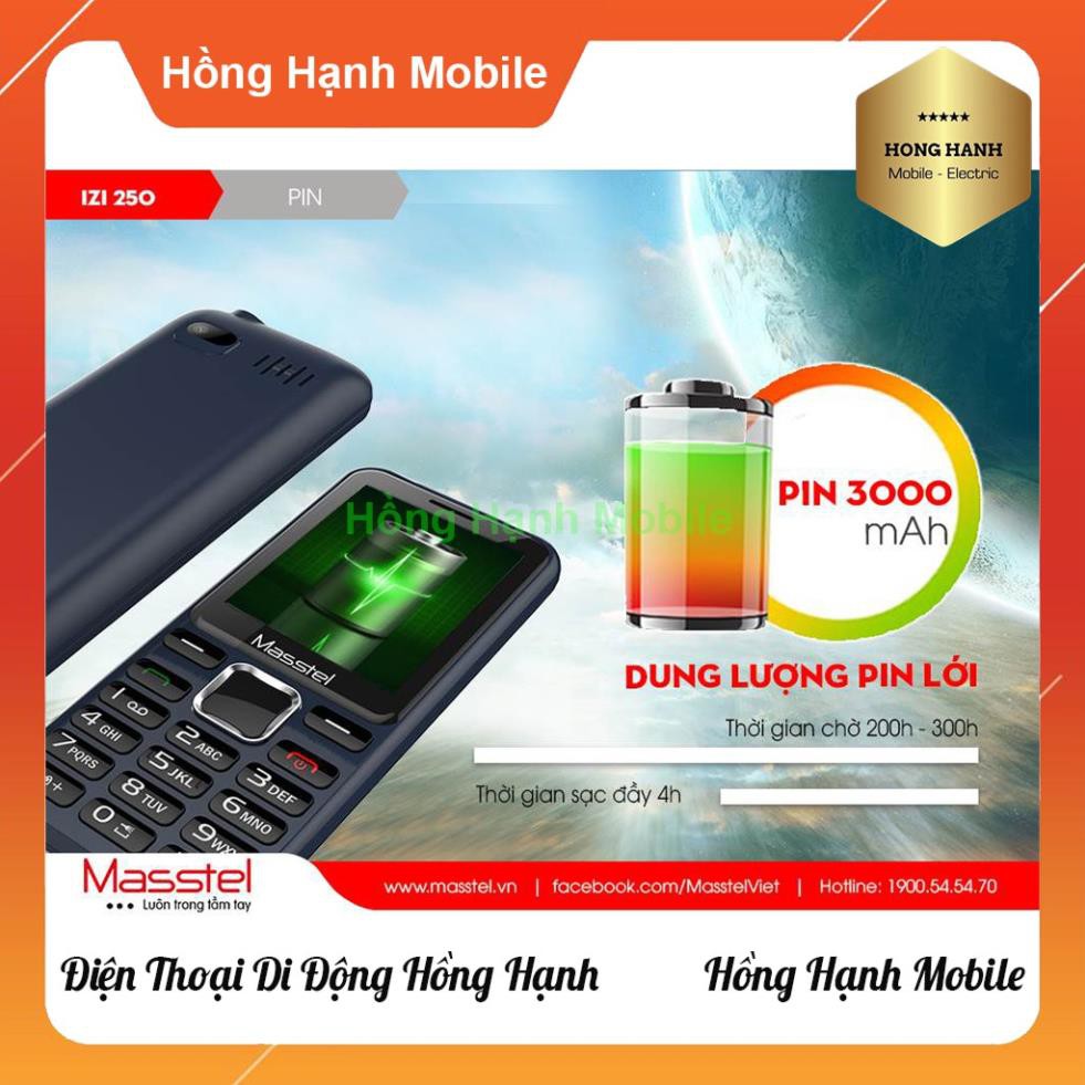 Điện Thoại Masstel iZi 250 - Hàng Chính Hãng Nguyên Seal Fullbox Mới 100% - Điện Thoại Hồng Hạnh