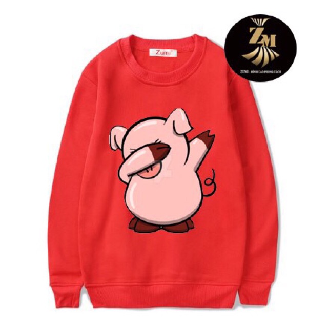 Áo nỉ sweater nam nữ heo kungfu có bigsize