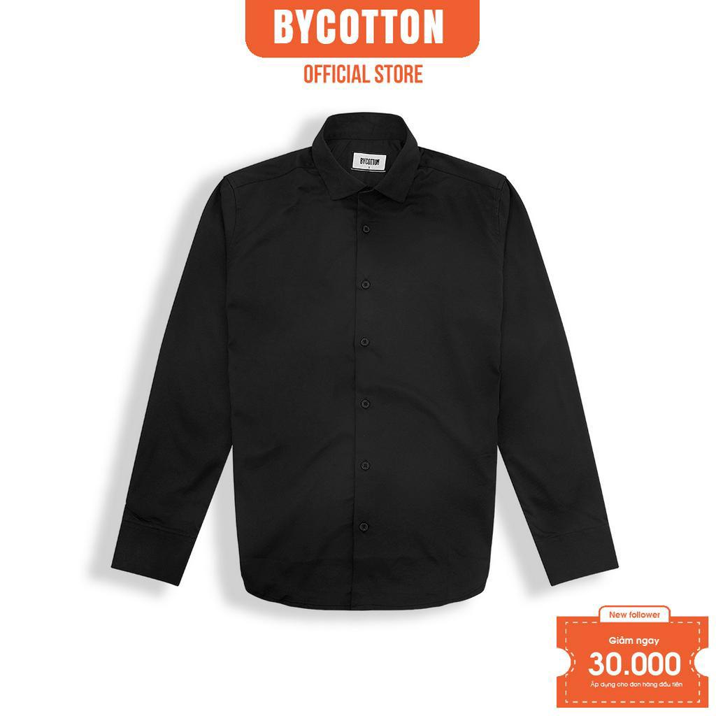 Áo Sơ Mi Nam Dài Tay Đen Vải Cotton BY COTTON Cotton Black Shirt