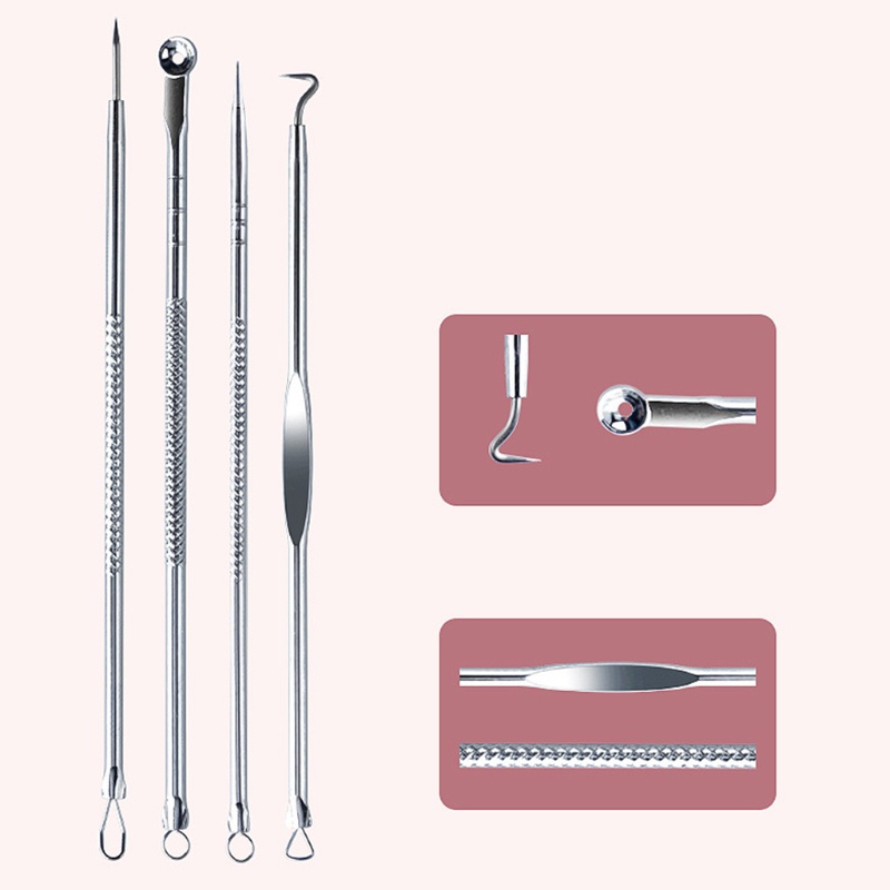 Set 4 Dụng Cụ Nặn Mụn Bằng Inox Chuyên Dụng