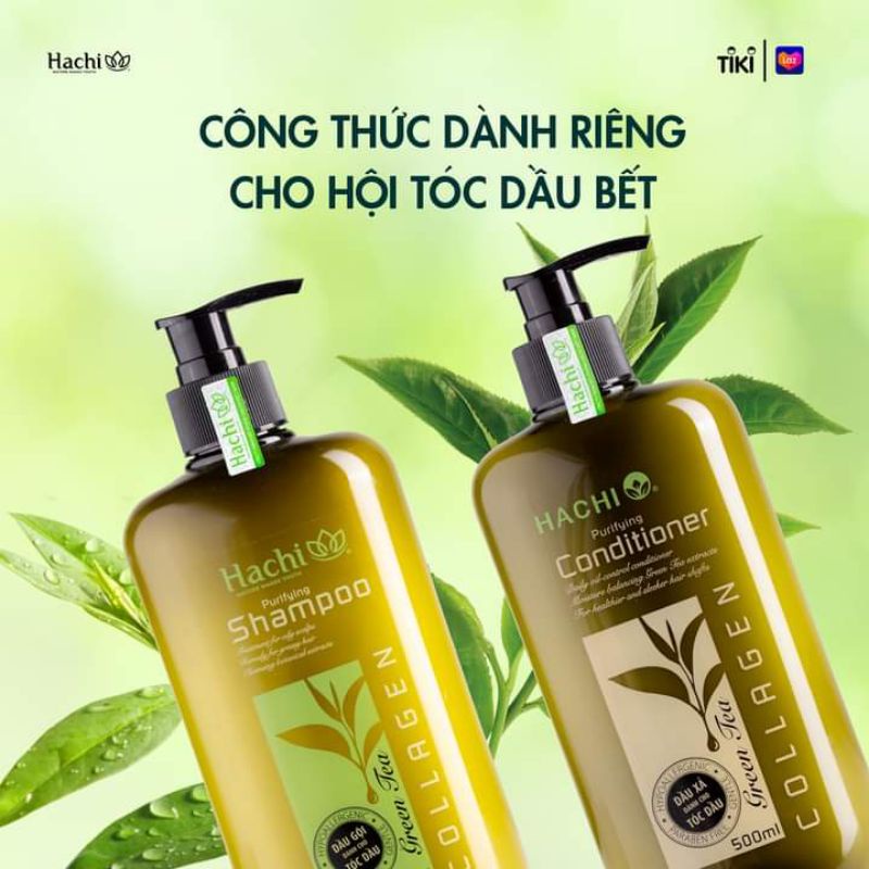 DẦU GỘI XẢ HACHI TRÀ XANH GREEN TEA DÀNH CHO TÓC DẦU HÔI DA ĐẦU