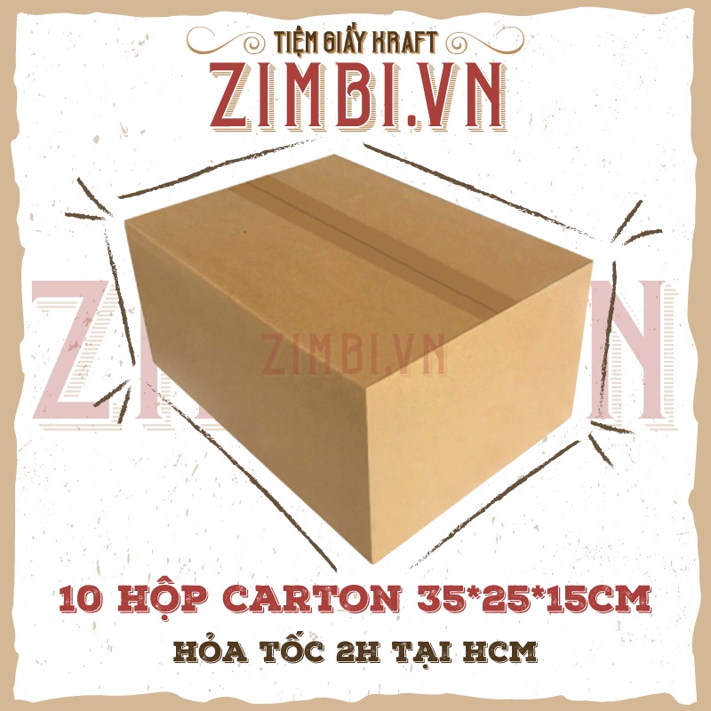 [35x25x15cm] 10 hộp carton ship cod chất lượng Zimbi | Hộp carton đóng hàng giá rẻ