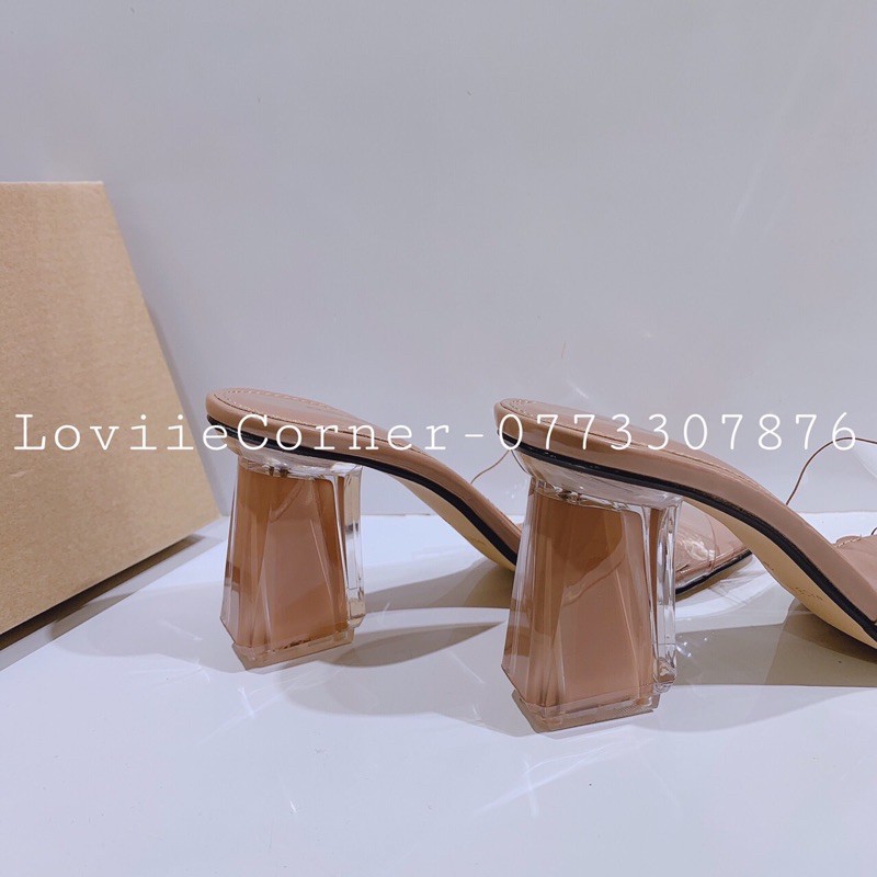 GUỐC NỮ QUAI NGANG LOVIIECORNER - DÉP CAO GÓT QUAI TRONG 7CM - GUỐC CAO GÓT ĐẾ VUÔNG D0757