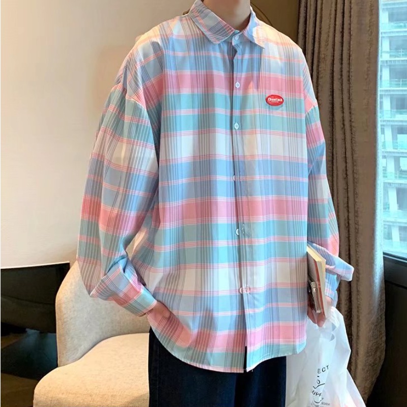 Áo sơ mi tay dài họa tiết kẻ sọc nhiều màu thời trang phong cách Hàn Quốc cho nam