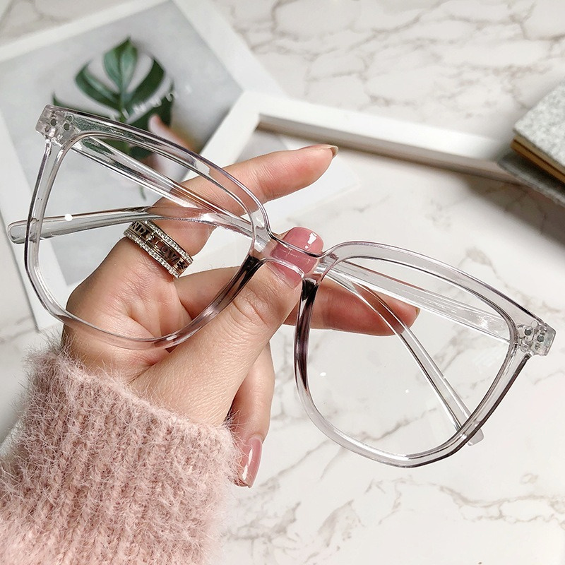 Kính mát gọng vuông trong suốt chống bức xạ phong cách Hàn Quốc thời trang dành cho unisex