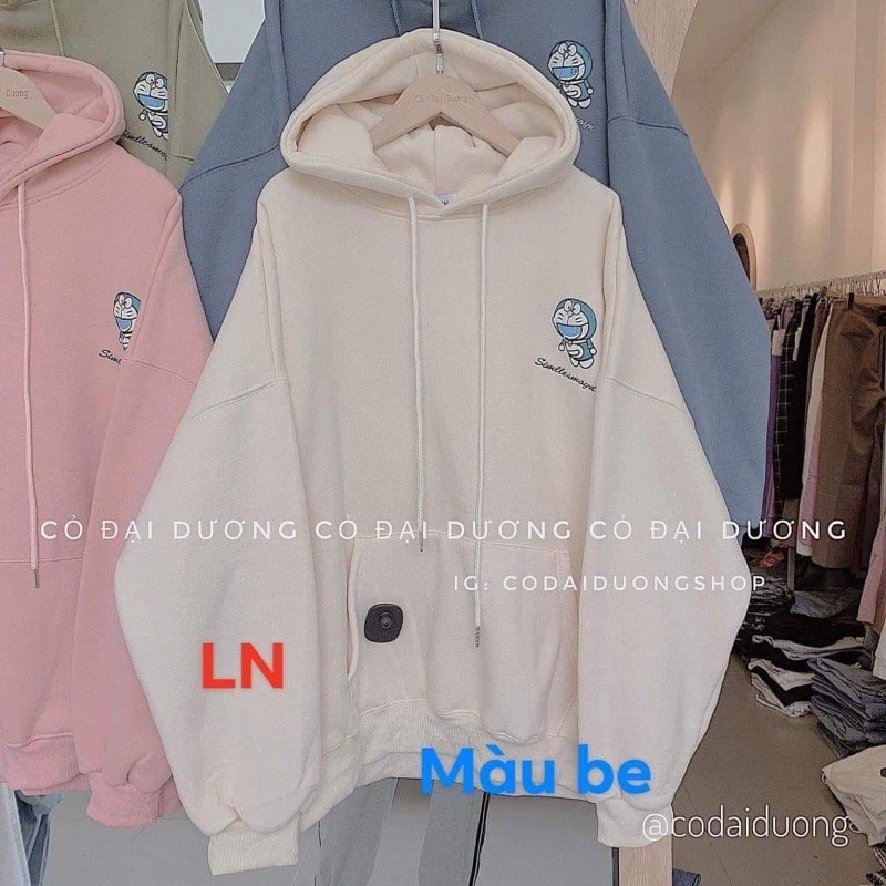 Áo hoodie lô gô hoạt hình xanh LN11