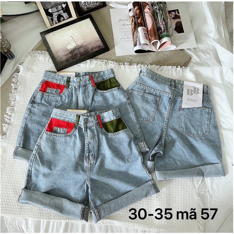 [ TCshopjean Bigsize 50-80kg ] Quần Short Ngố Túi Vải Màu Lưng Cao Ống rộng Ms 58 57