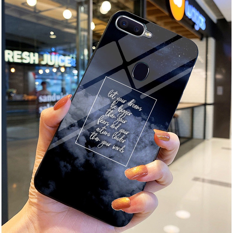 Ốp Lưng OPPO A12, A7, A5S, F9 Ốp kính bóng cao cấp Phi Hành Gia