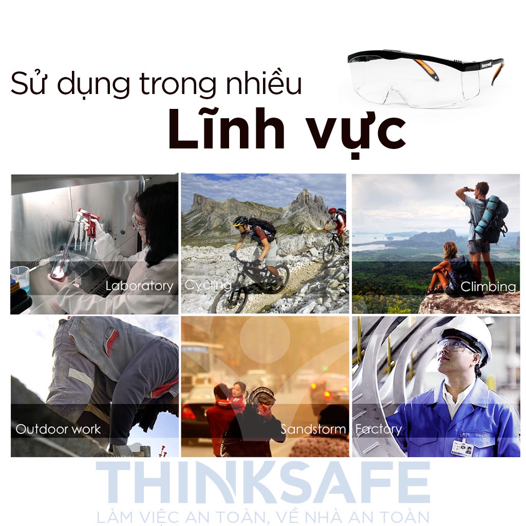 Kính bảo hộ Honeywell Thinksafe, mắt kính chống bụi, Chống tia UV, trong suốt, dùng lao động, chống bụi chạy xe - S200A