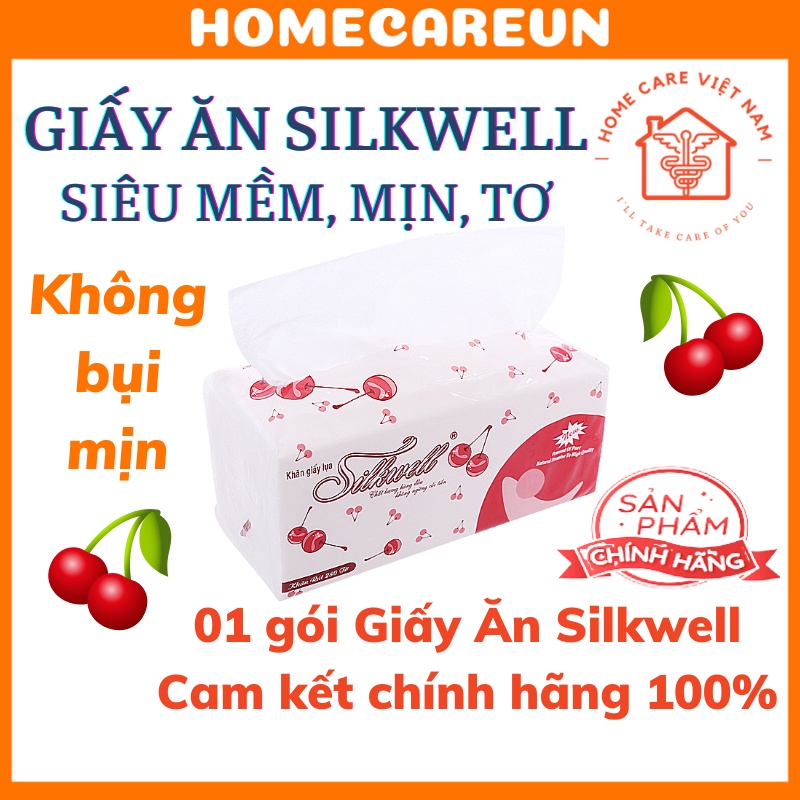 Giấy ăn Silkwell cherry đỏ 280 tờ - cam kết hàng chính hãng 100%