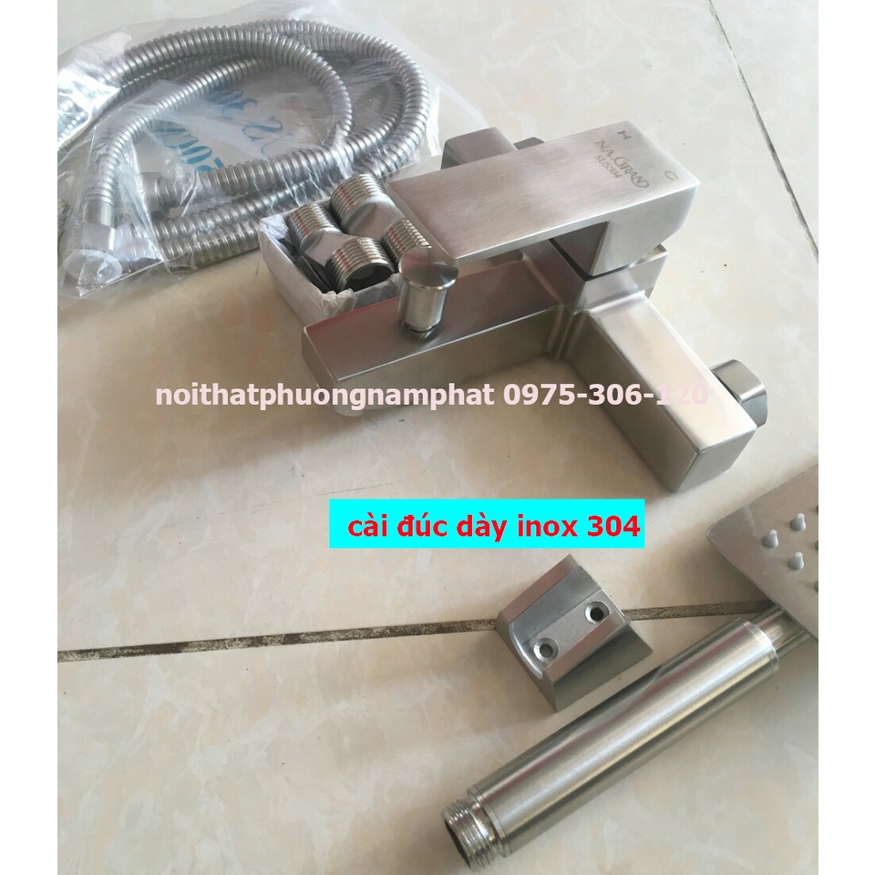 Bộ Củ Sen Nóng Lạnh INOX 304 N2001 NA.GRAND và Tay sen và dây sen HÀNG BAO XÀI ĐỔI MỚI 1 NĂM HÀNG ĐÚC CỦ SEN VUÔNG A1