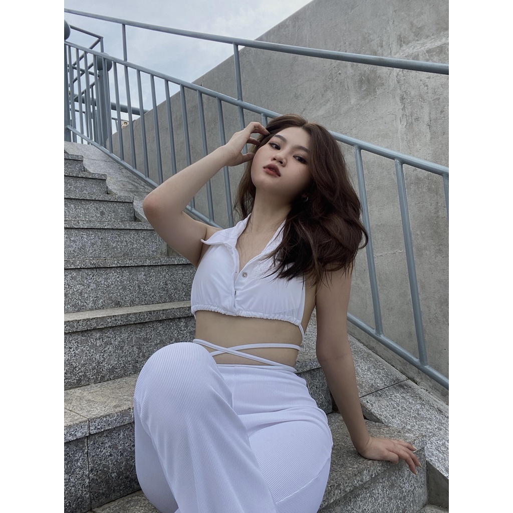 Set bộ áo cổ lọ chéo quấn bụng  (Kisty, Henty)