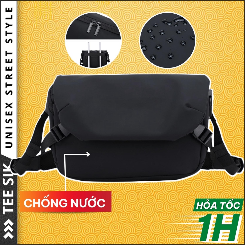 Túi đeo chéo nam TEE SIK túi đeo vai đeo ngực form hộp thư chống nước nhiều ngăn đựng vừa Ipad | TS37