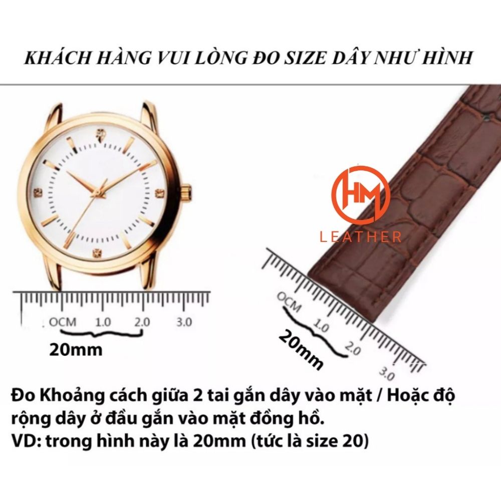Dây đồng hồ nữ da bò chống thấm nước - Đủ size 12/14/16/18/20/22/24 - Thương hiệu Hima Leather FLEXIBLE