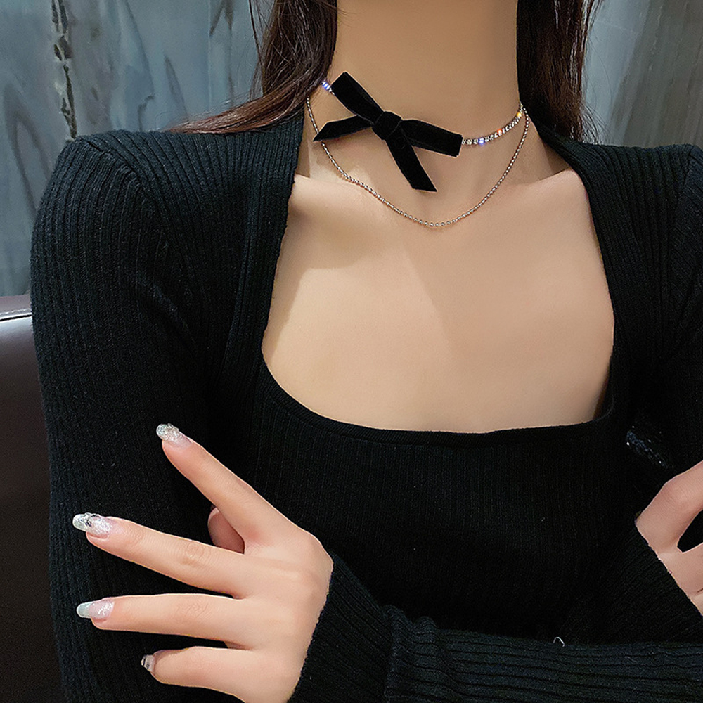 Vòng Cổ Choker Hai Lớp Gắn Trang Trí Ngọc Trai Xinh Xắn Dành Cho Nữ