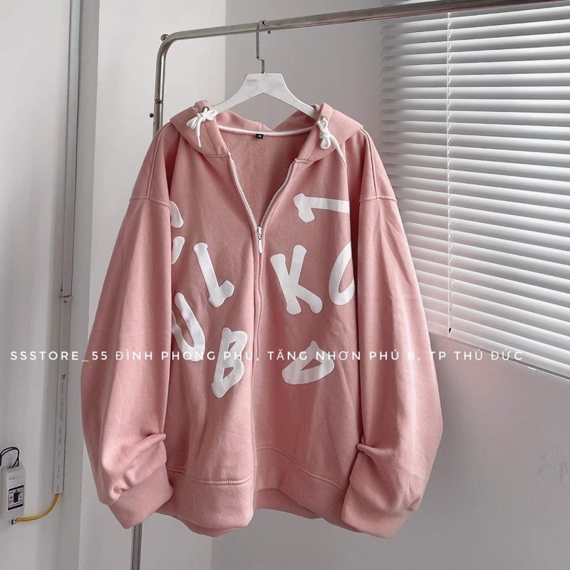 Áo khoác nỉ cotton chữ rơi HT12