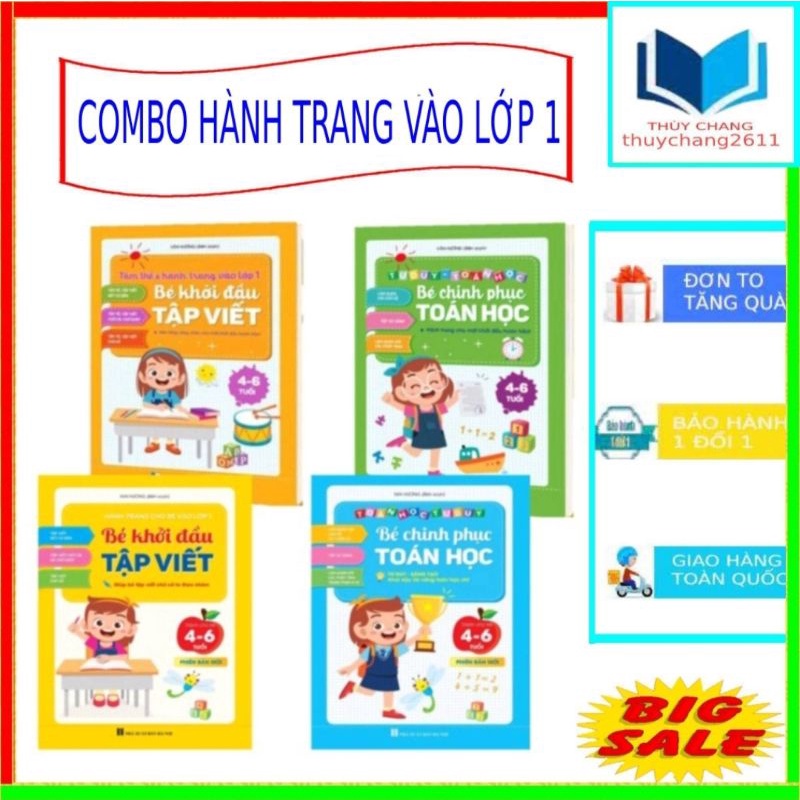 COMBO] 2 Cuốn- Bé Khởi Đầu Tập Viết-Bé Chính Phục Toán Học