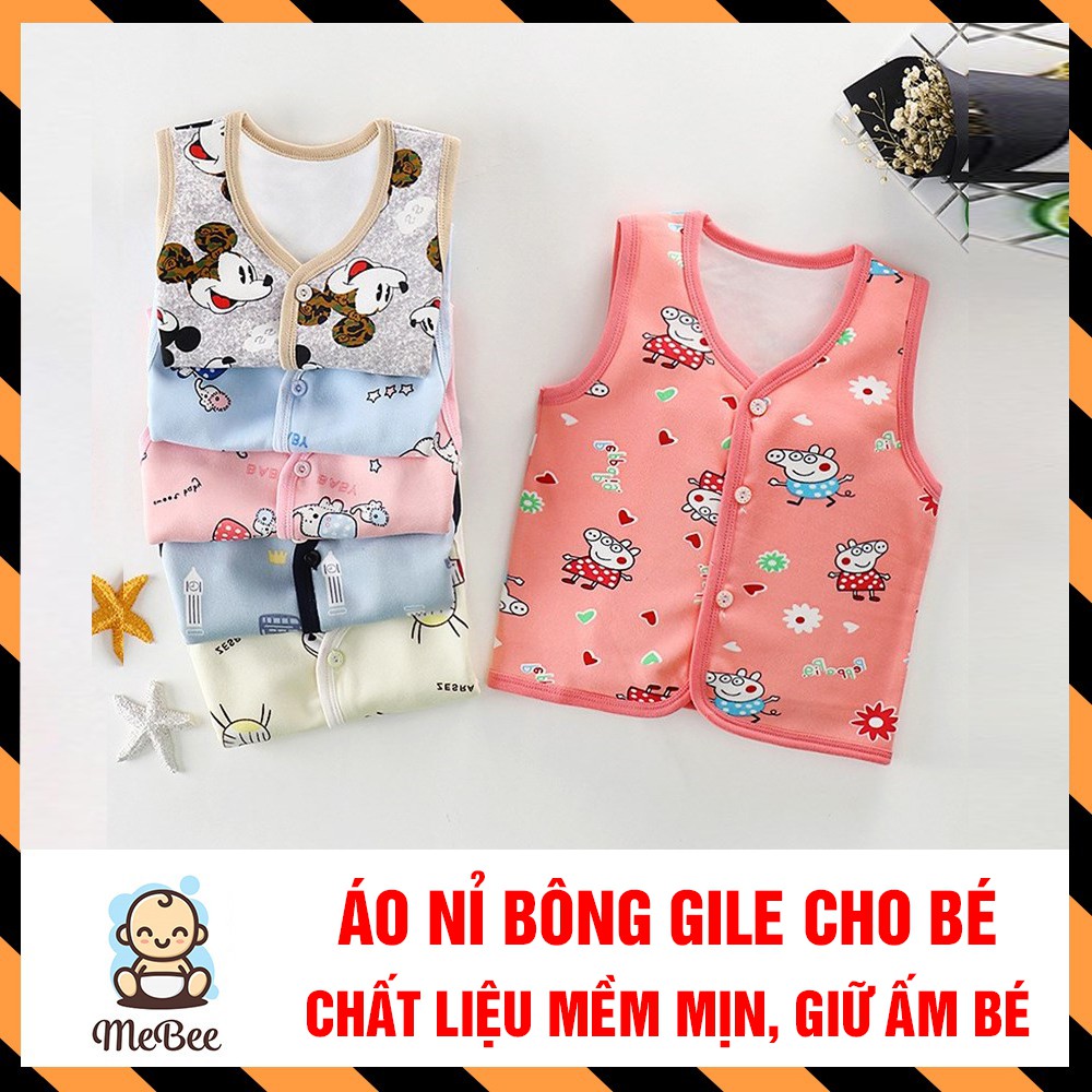 Áo gile nỉ lót bông ấm áp họa tiết màu sắc dễ thương cho bé (3-13kg)