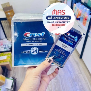 (Miếng dán trắng răng Crest 3D Whitestrips Supreme Bright