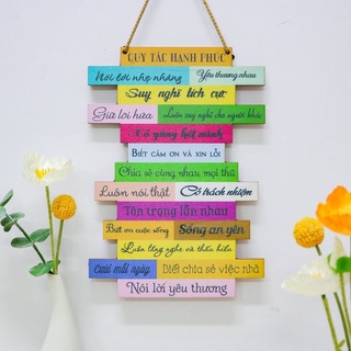 Bảng Gỗ Trang Trí Quy Tắc Hạnh Phúc