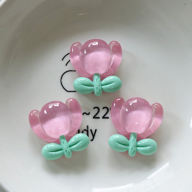 Set 10 Kẹp Tóc Hình Hoa Tulip Bằng Nhựa Trong Suốt DIY