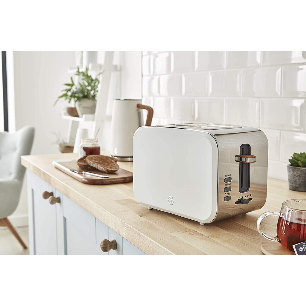Máy nướng bánh mì 2 lát Swan Nordic Toaster 900W phong cách Bắc Âu 3 nút chức năng, 6 cấp độ
