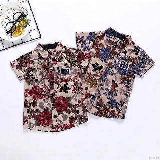 Áo sơ mi ngắn tay in hoa cho bé trai 2-6 tuổi 2-6 tuổi