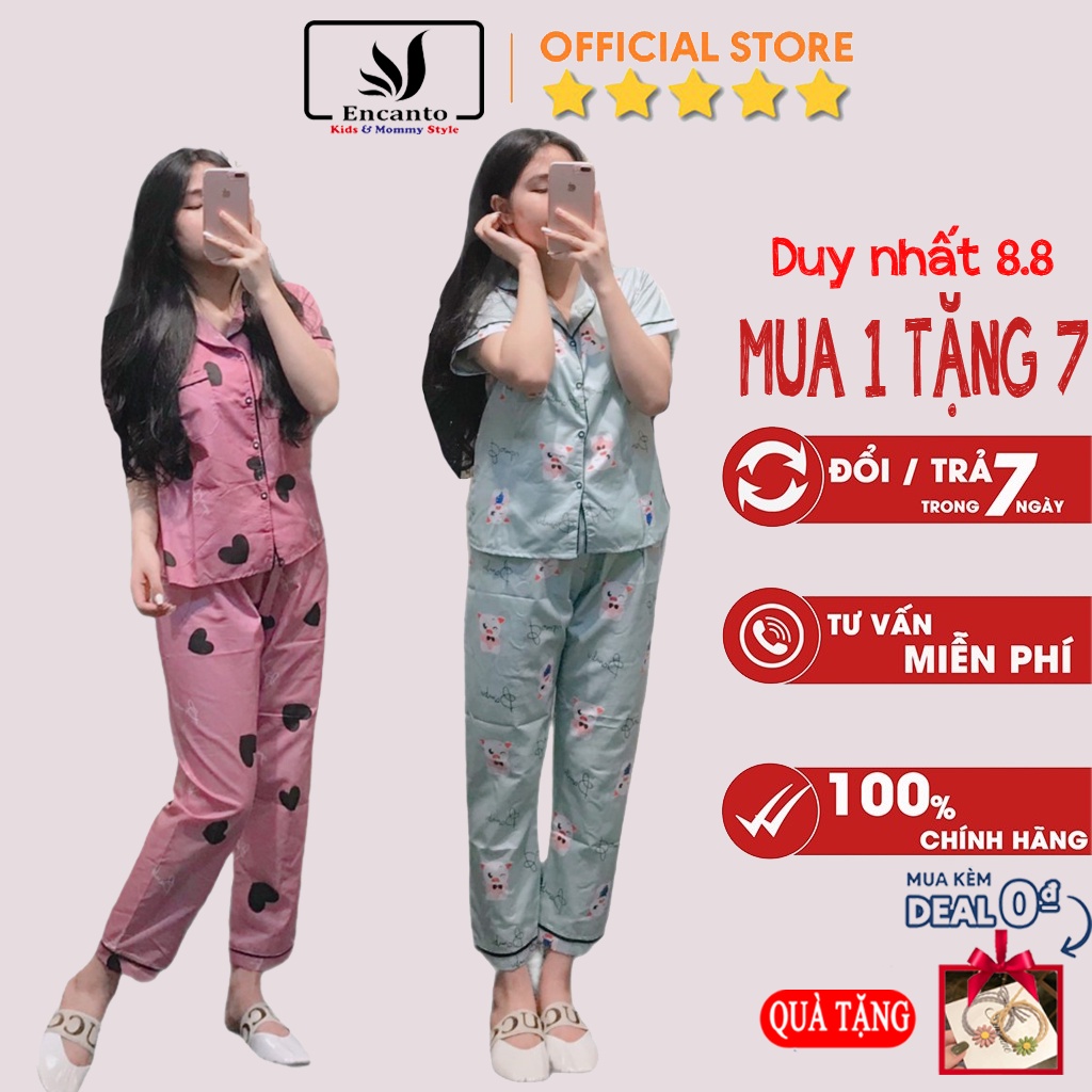 Đồ bộ mặc nhà quần dài áo cộc pijama kate thái đồ ngủ mát mẻ thoáng khí nhiều mẫu (127808)