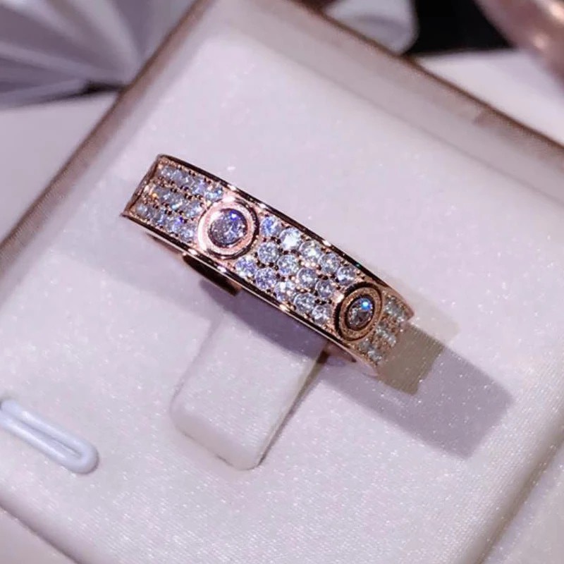 Nhẫn Cặp Đính Đá zircon Sang Trọng Phong Cách Hàn Quốc Nhật Bản