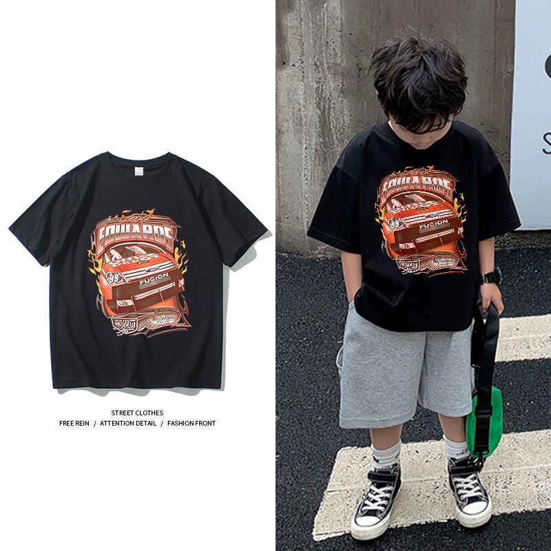 Áo Thun Cotton Tay Ngắn Họa Tiết Hoạt Hình Thời Trang Mới Dành Cho Bé Trai