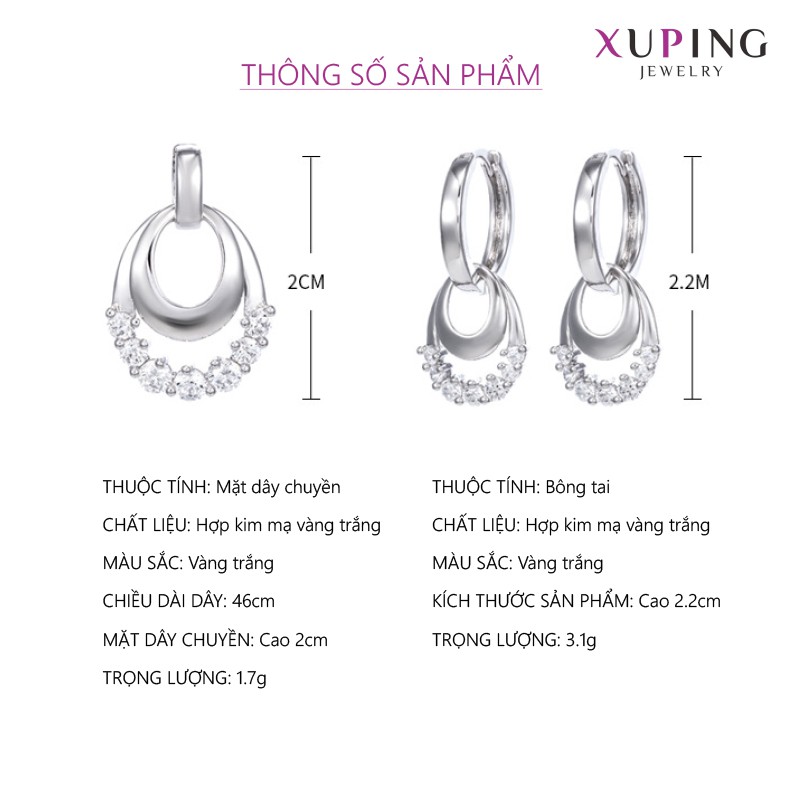 Bộ Trang Sức Nữ Mạ Vàng Trắng, Trang Sức Xuping Chính Hãng, XPBTS07