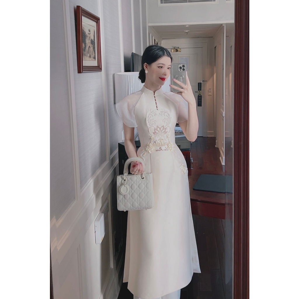 Áo dài cách tân La Rose vải Tafta cao câp MS07