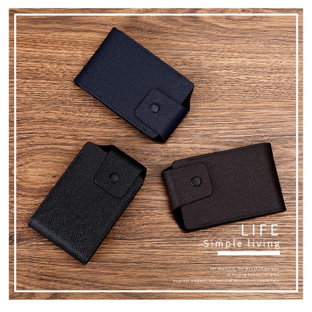 Ví Da Đựng Tiền / Thẻ Đa Năng Cỡ Lớn Có Khóa Cài Thời Trang Cho Nam