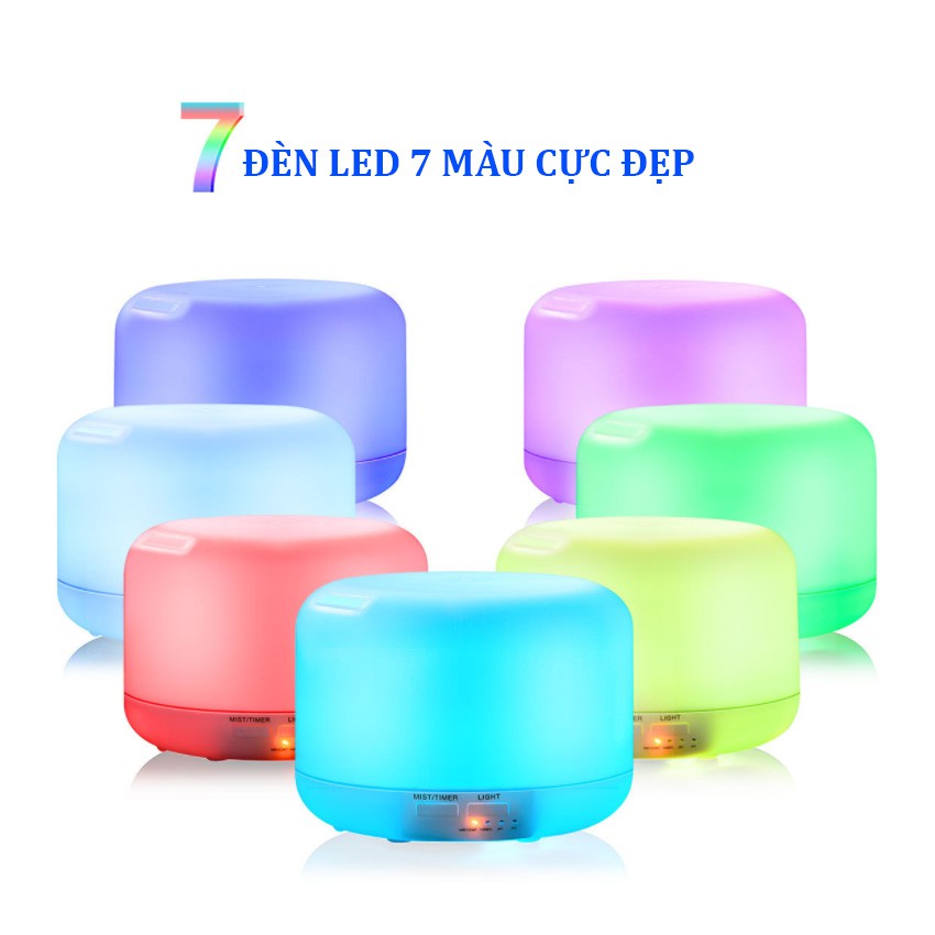 Máy Xông Tinh Dầu Khuếch Tán Phun Sương Hình Trụ Trắng Nga My Dung Tích 500ml Bù Ẩm Phòng Điều Hòa Phòng Ngủ