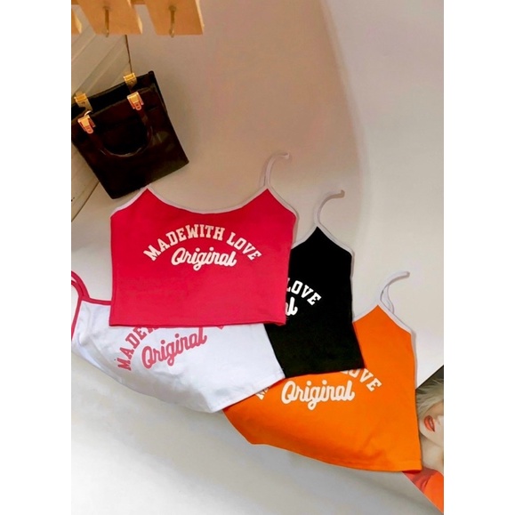 ÁO 2 DÂY VIỀN CHỮ BÉ DÁNG NGẮN SEXY MS70173