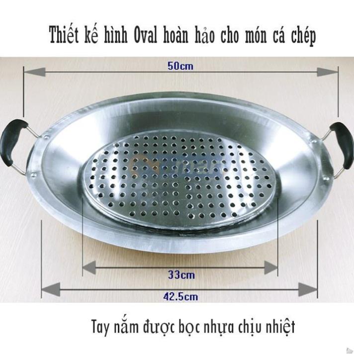 Khay cá chép om dưa CHIAN - Inox Cao cấp có kèm khay chống khê  - Hàng nguyên khối