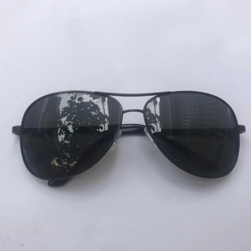 Kính mát phân cực kiểu dáng phi công mắt xanh rêu xám gọng kim loại đen Sammy M2016 (Đen)