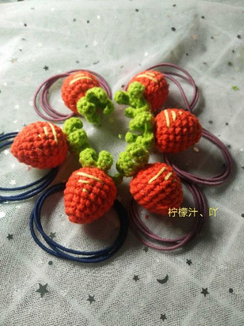 Kẹp tóc, cột tóc len cà rốt, hoa