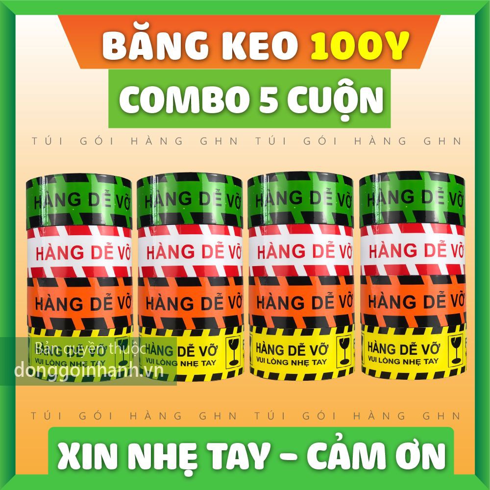 Combo 5 Cuộn Băng Keo Hàng Dễ Vỡ [GHN] 100Y 5CBK4M