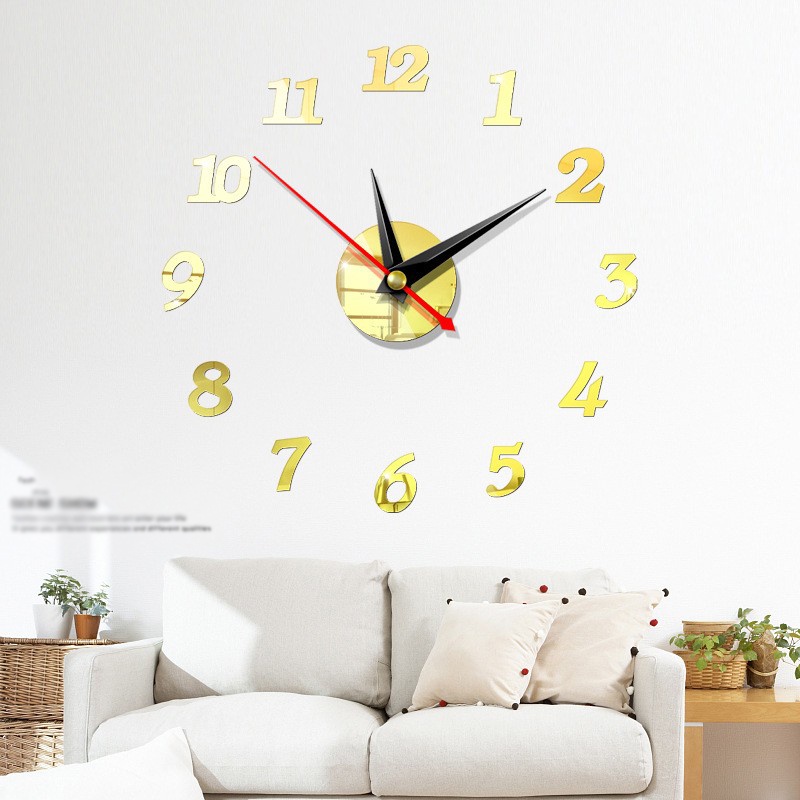 Bộ đồng hồ bằng acrylic tráng gương 3D không khung trang trí tường