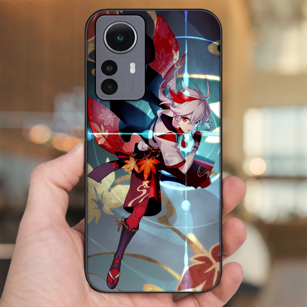 Ốp lưng Xiaomi 12 viền đen in hình Kazuha Genshin Impact