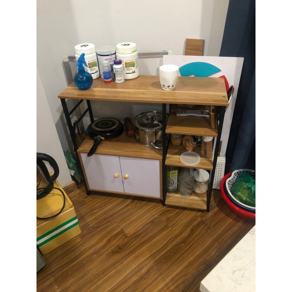 💗Kệ Nhà Bếp💗Kệ Để Lò Vi Sóng Khung Sắt Sơn Tĩnh Điện Sàn Gỗ MDF Cao Cấp | BigBuy360 - bigbuy360.vn