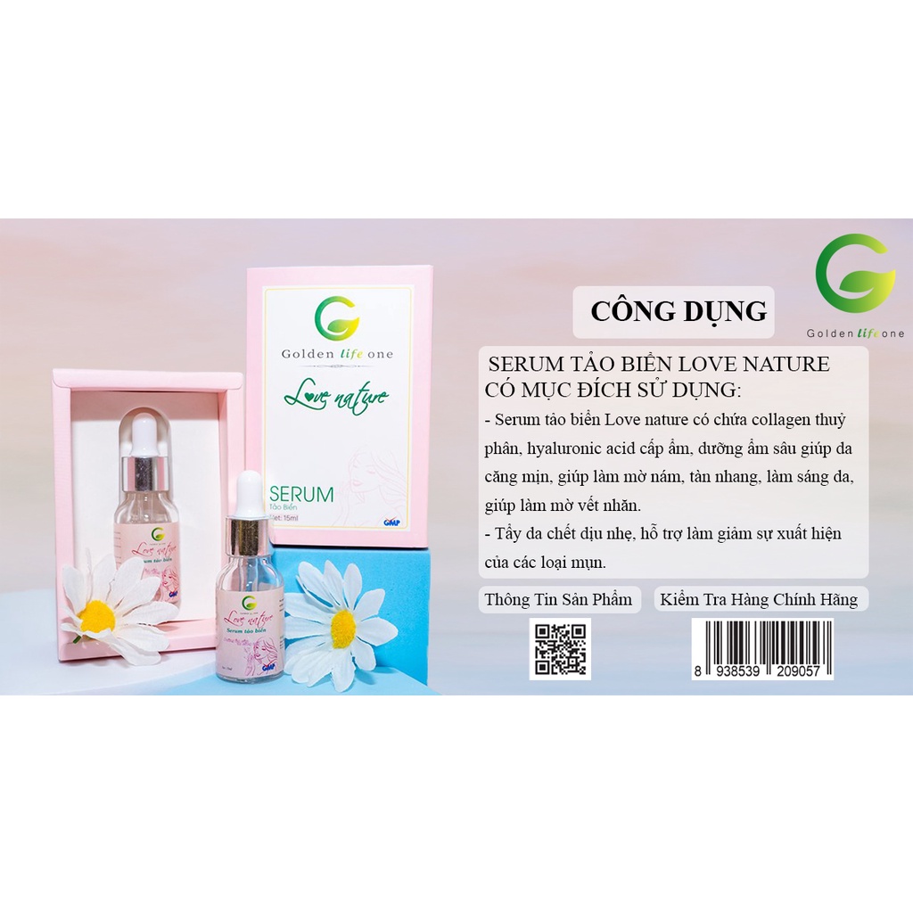 [CHÍNH CAO CẤP - CHÍNH HÃNG] SERUM TẢO BIỂN LOVE NATURE TỪ GOLDEN LIFE ONE: HỘP 1 LỌ 15ML | BigBuy360 - bigbuy360.vn