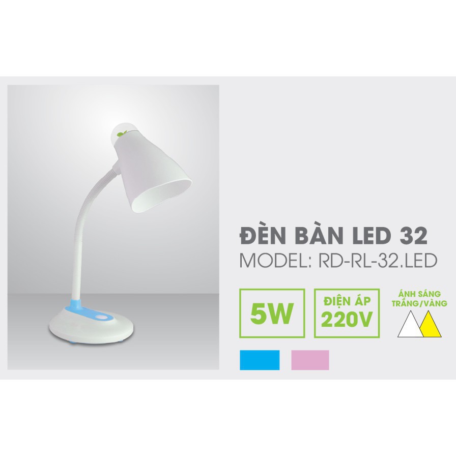 Đèn để bàn, Đèn Học Sinh Bảo Vệ Thị Lực Chống Cận Rạng Đông 5W RD - RL- 32