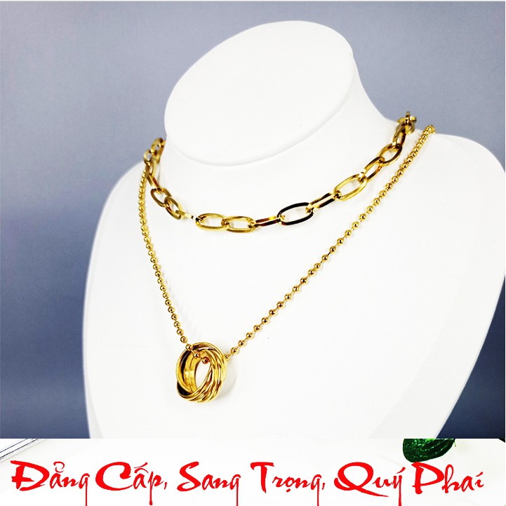 Dây chuyền nữ titan cao cấp kiểu 2 tầng phong cách áo len siêu đẹp, bền màu, hợp thời trang