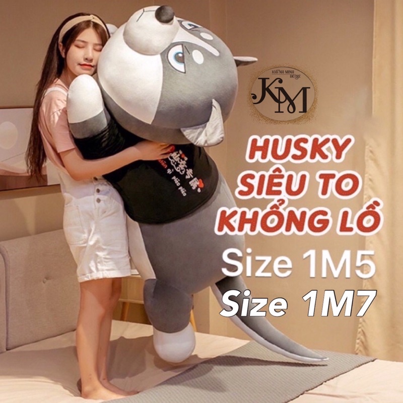 GẤU BÔNG CHÓ Husky NHỒI BÔNG MẶT NGÁO SIÊU TO KHỔNG LỒ- SIÊU MỀM MỊN SIZE 1m5 và 1m7