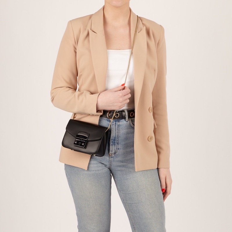 Túi Furla metropolis mini all black đeo chéo thanh lịch