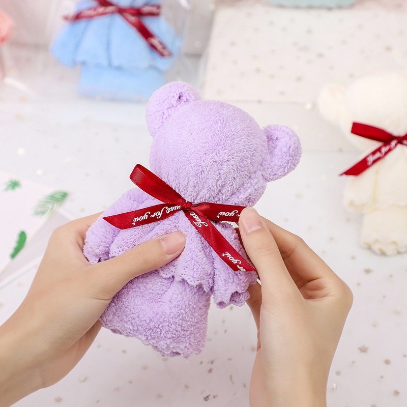 Quà tặng khăn gấu dễ thương / sợi lông cừu san hô chất lượng cao khăn sáng tạo trang trí / tiệc cưới giáng sinh trang trí sinh nhật / túi trong suốt quà lưu niệm khăn gấu