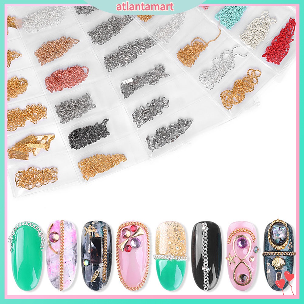 [Hàng mới về] Dây xích hợp kim 3D nhiều kích cỡ màu sắc đính móng nghệ thuật